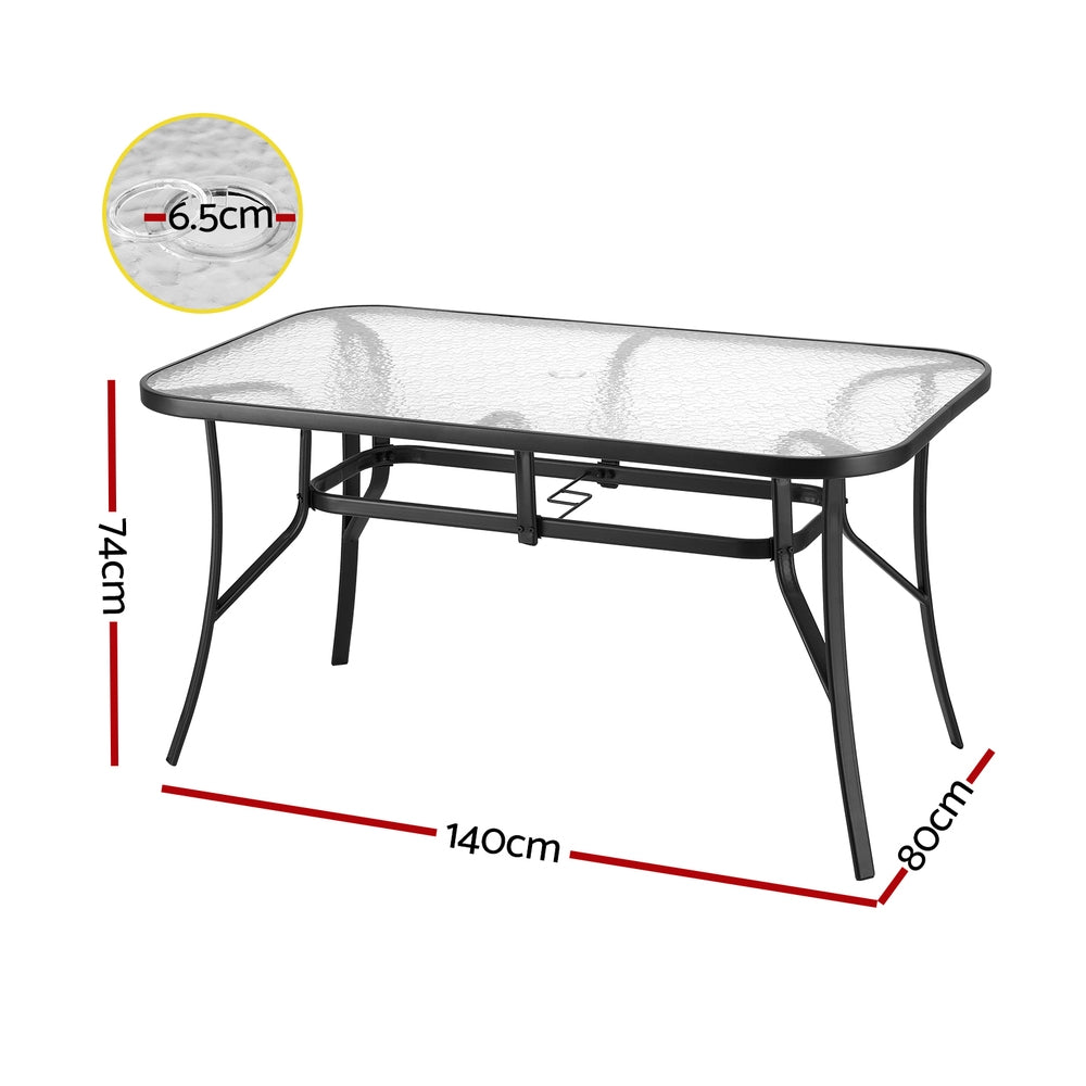 Gardeon Glass Outdoor Dining Table, 140 cm