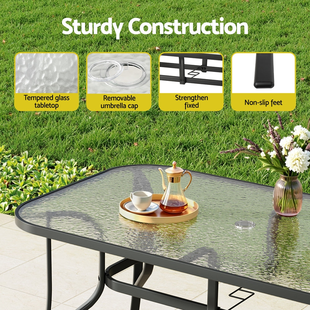 Gardeon Glass Outdoor Dining Table, 140 cm