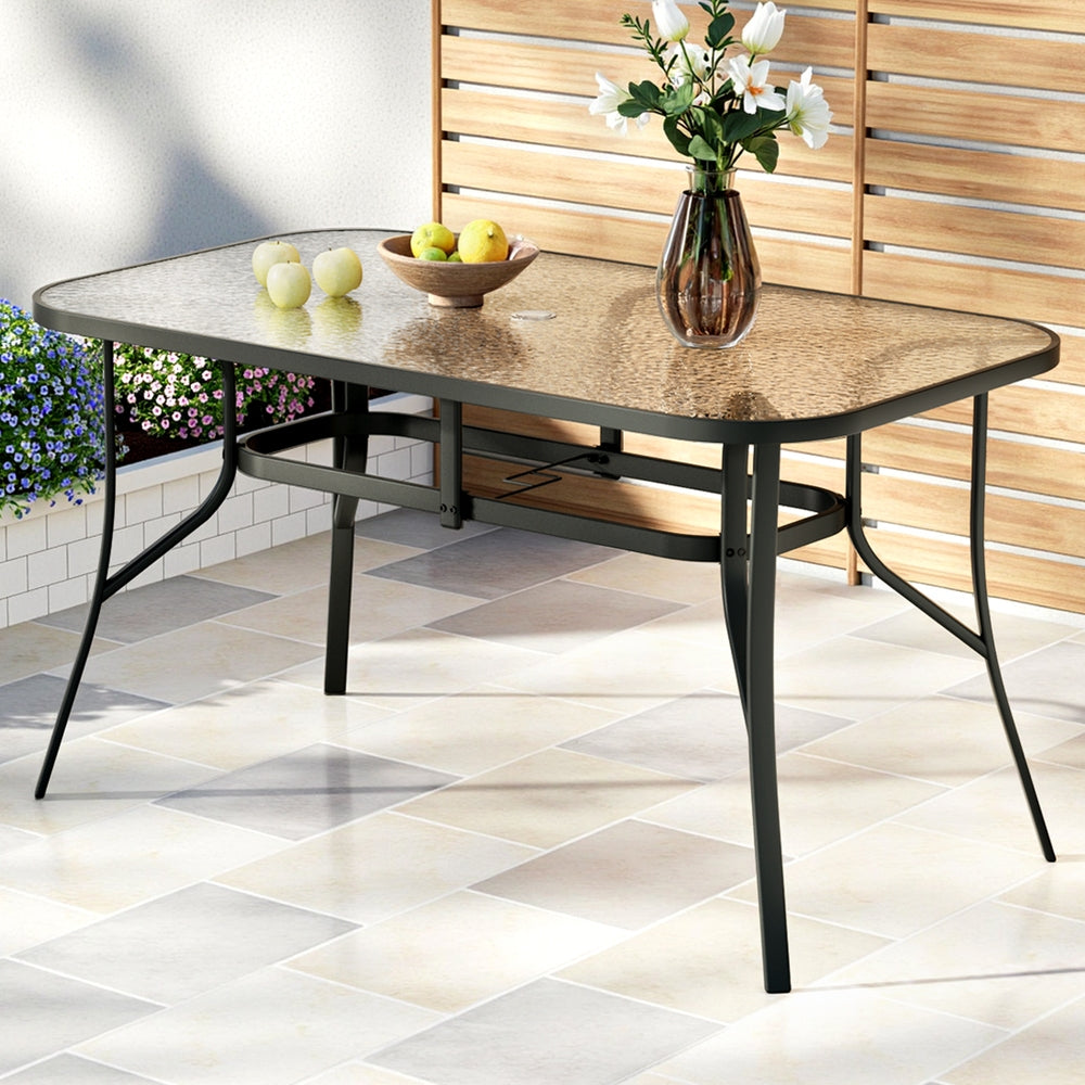 Gardeon Glass Outdoor Dining Table, 140 cm
