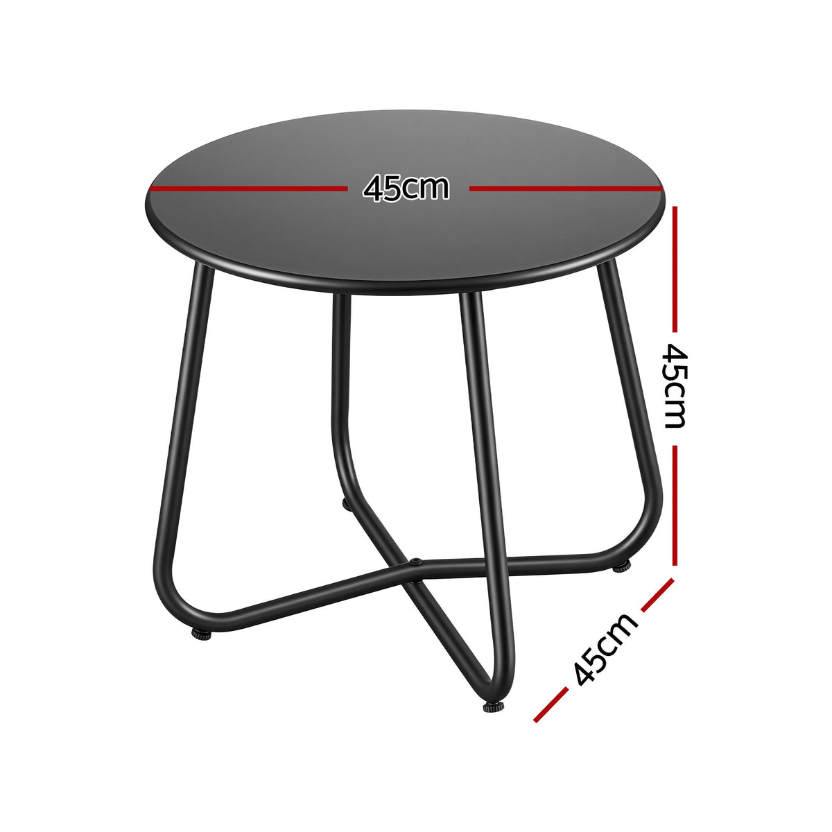 Gardeon Black Steel Outdoor Side Table, 45 cm