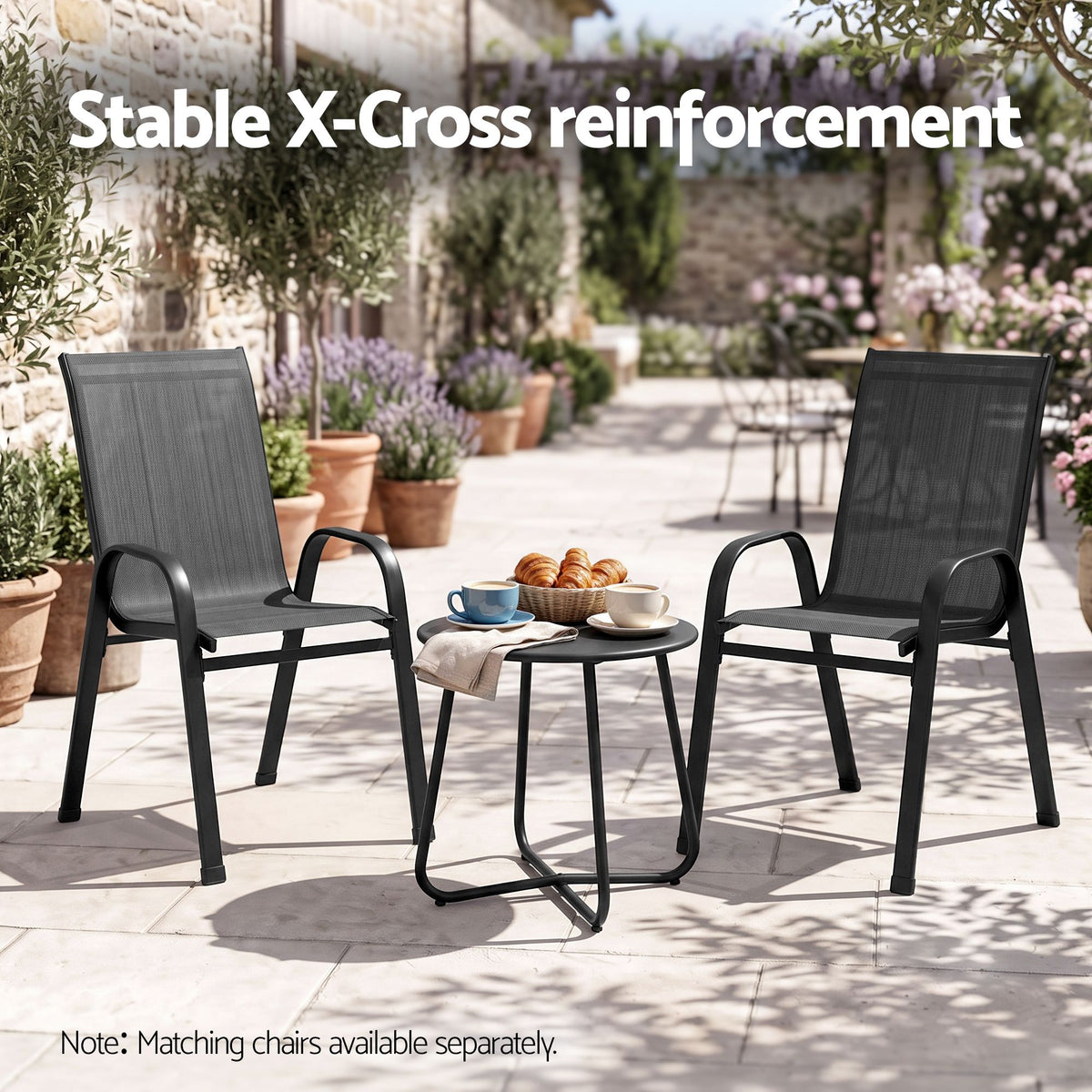Gardeon Black Steel Outdoor Side Table, 45 cm