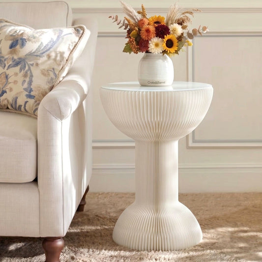 Artiss Foldable Honeycomb Side Table in White, 40 x 55 cm