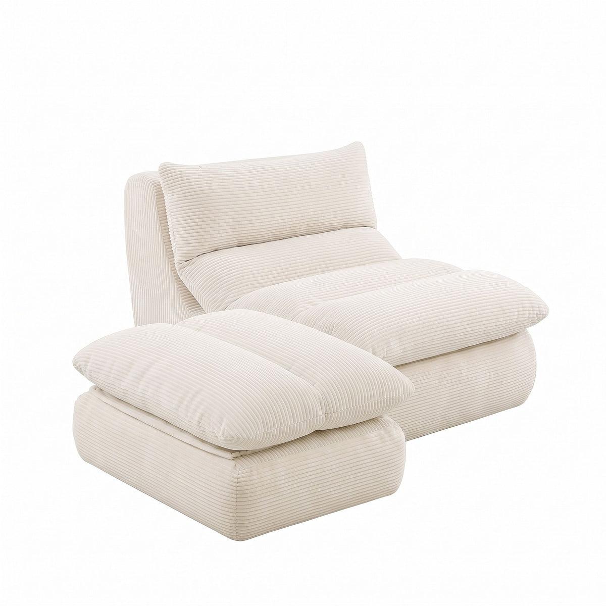 Artiss Lounge Chair Ottoman Single Sofa Couch Boneless Corduroy Chaise Footrest
