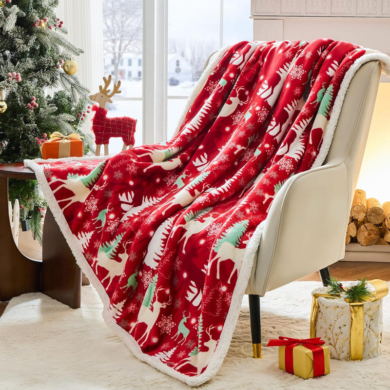 Christmas Throw Blanket, Christmas Decorations Gifts for Women, Sherpa Flannel Fleece Winter Holiday Blanket, Fluffy Cozy Soft Christams Throws for Couch Sofa Bed, ChristamsRhombus, 50" X 60"