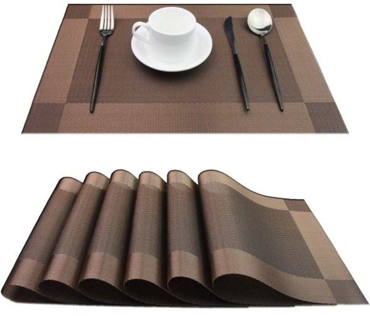 Chocolate Brown Woven Placemats, Set of 6