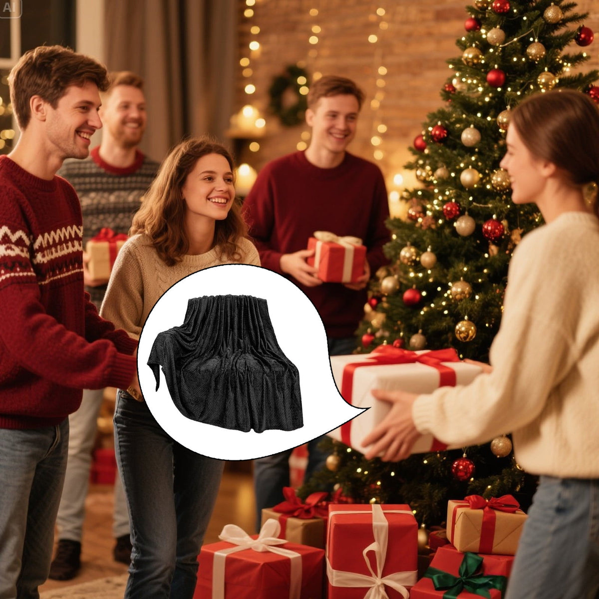 Christmas Solid Color Blanket, 59x39" Soft Warm Throw Blanket, Light-weight Plush Throw Blanket for Bed Sofa Camping Airplane Holiday Black