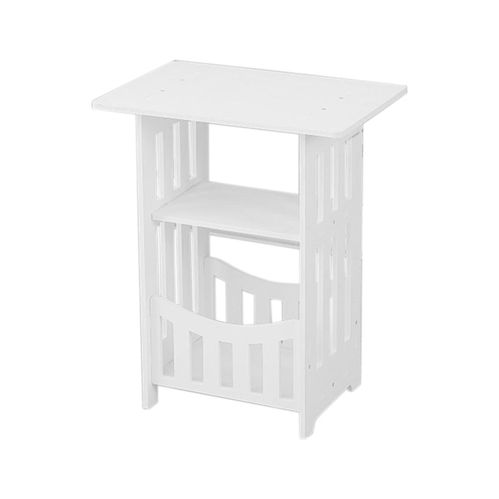 White Narrow Side Table with Three Shelves