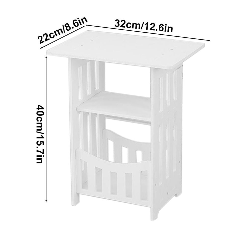 White Narrow Side Table with Three Shelves