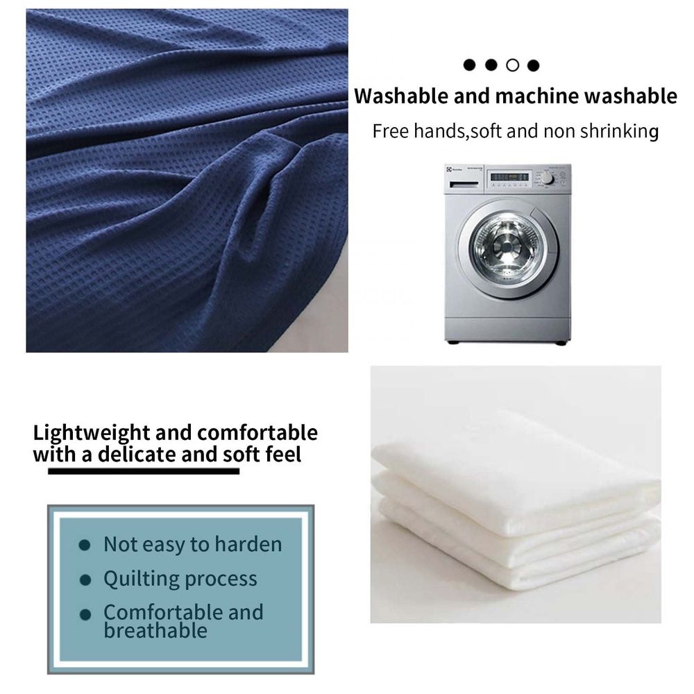 Cooling Cotton Waffle Weave Throw Blanket - Lightweight Breathable Blanket of Rayon Derived from Bamboo for Hot Sleepers, Luxury Throws for Bed, Couch and Sofa, Blue, 43x50 Inches