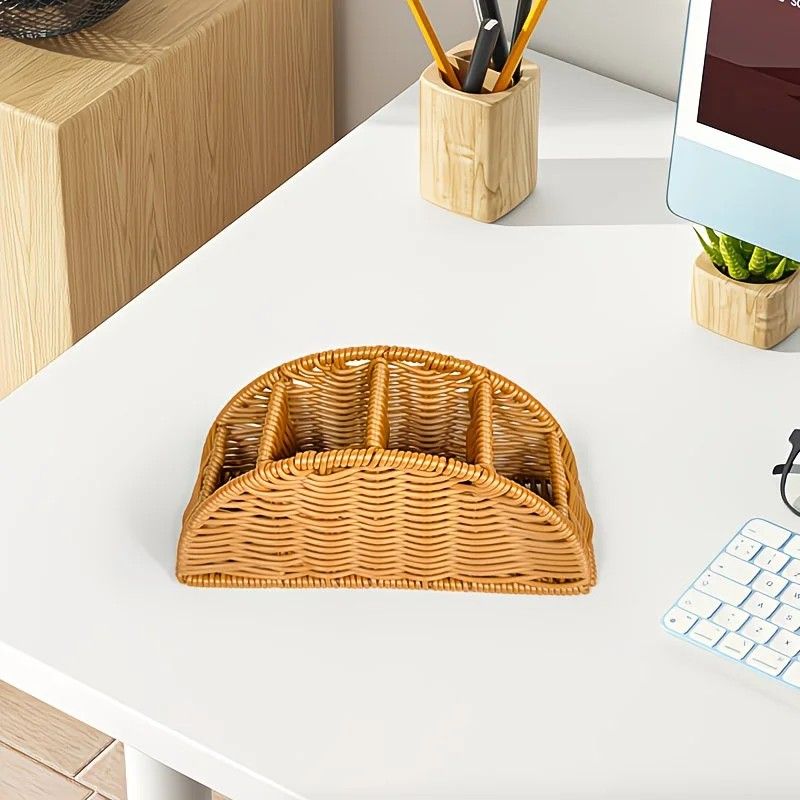 Grey Handwoven Remote Control Storage Box