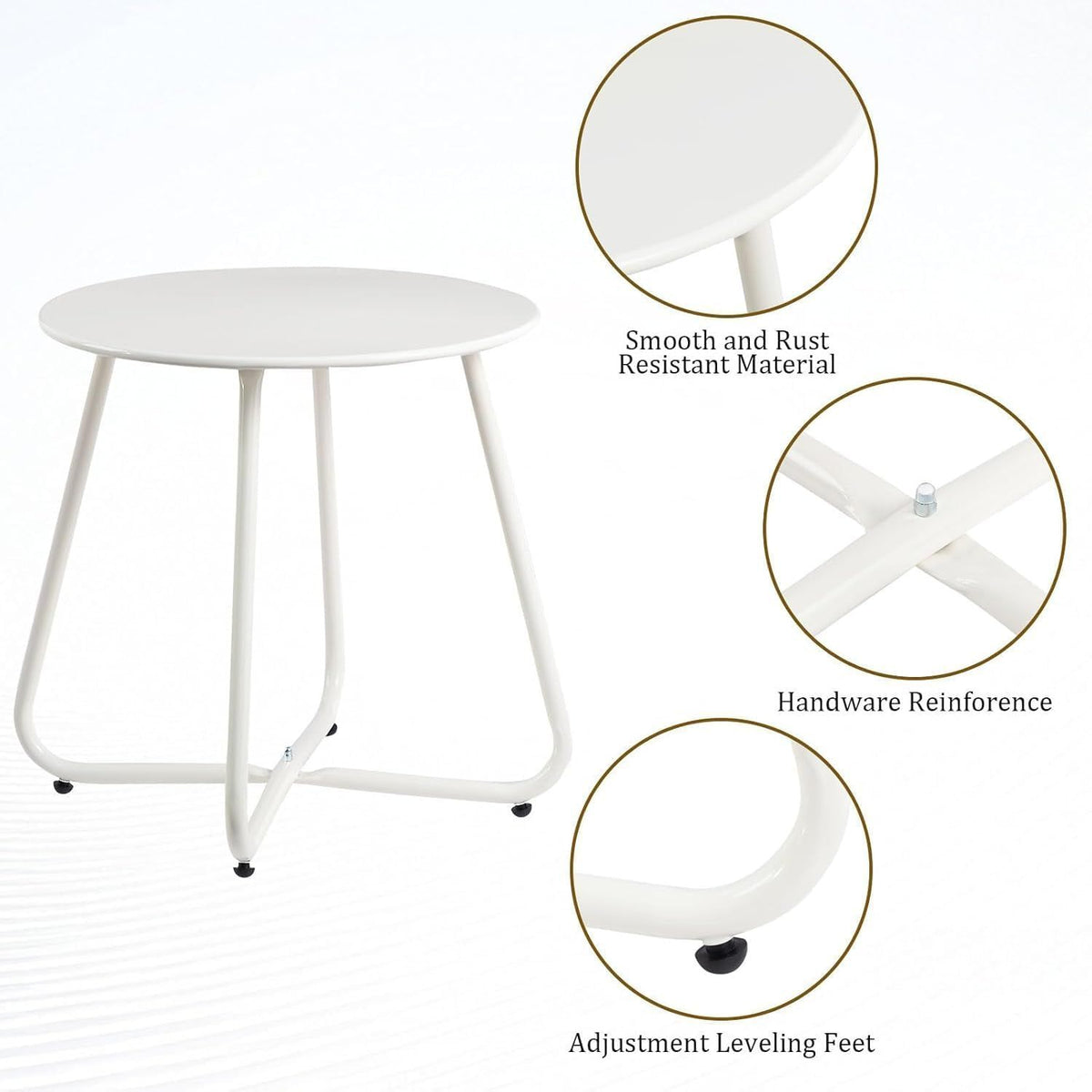 White Round Metal Outdoor Side Table