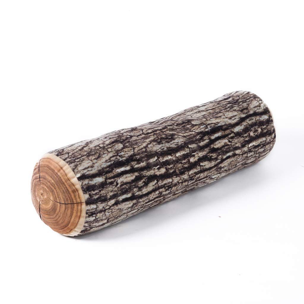 Cute round wood grain soft plush seat cushion, long cylindrical tree stump creative high cushion home decoration pillow