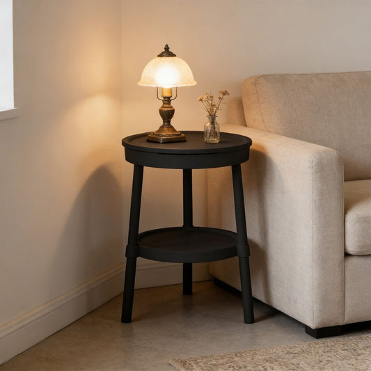 Compact Side Table with Drawer and Shelf