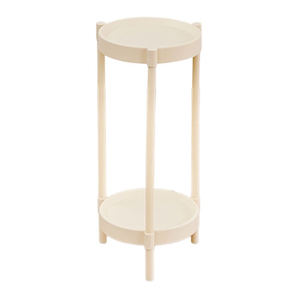 White Round Side Table with Two Shelves