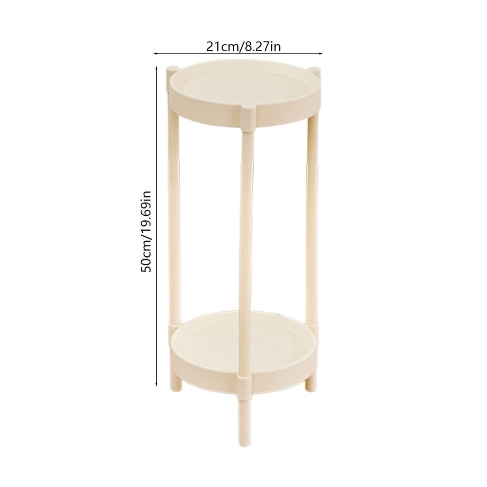 White Round Side Table with Two Shelves