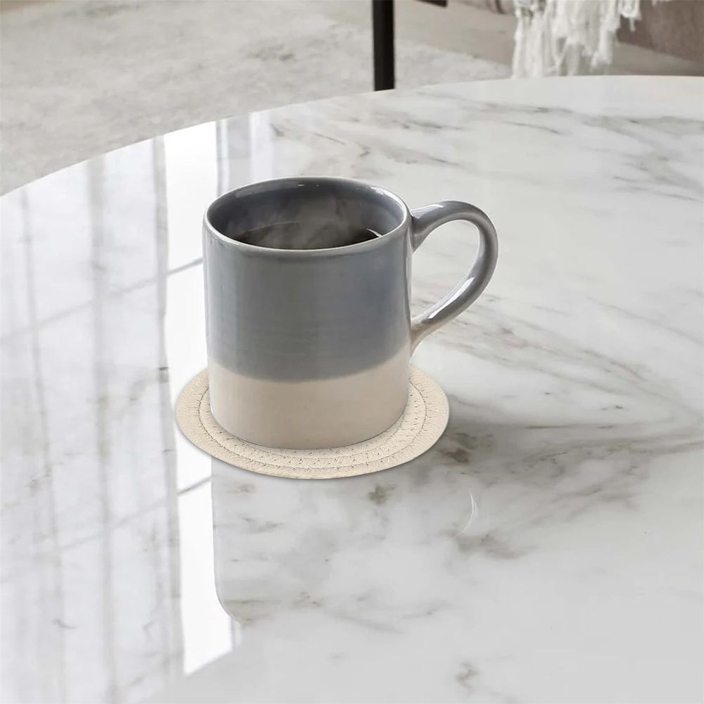 Cotton Woven Coasters with Holder, Set of 8
