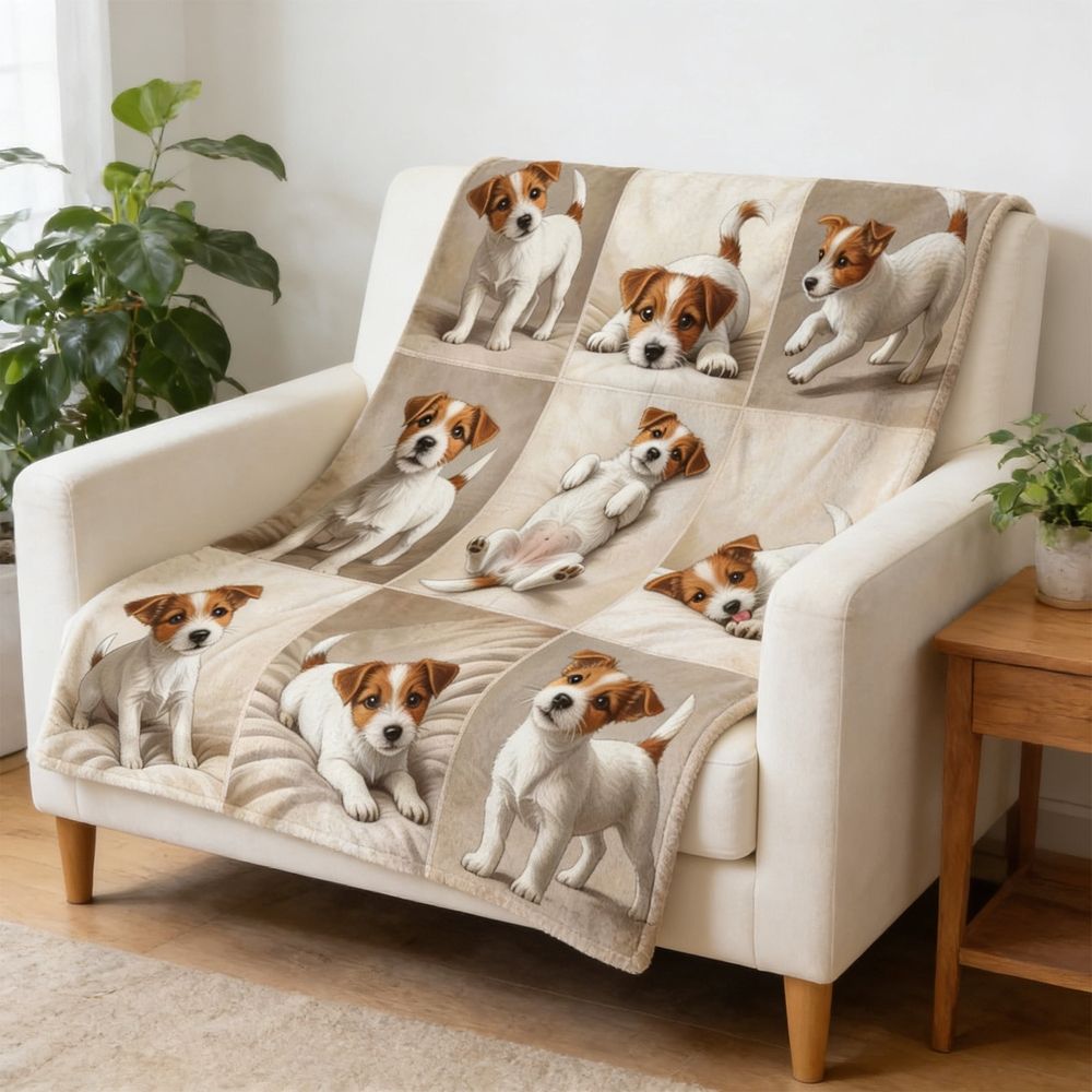 Dog Print Flannel Blanket, Soft Throw Blanket for Couch and Bed, Lightweight Cozy Pet Lover Blanket, Digital Heat Transfer Polyester Throw for Living Room and Relaxation