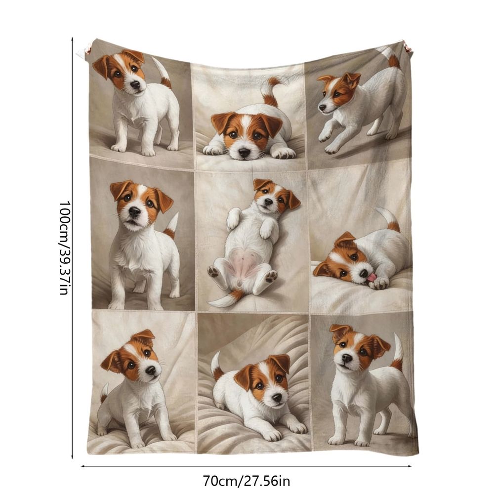 Dog Print Flannel Blanket, Soft Throw Blanket for Couch and Bed, Lightweight Cozy Pet Lover Blanket, Digital Heat Transfer Polyester Throw for Living Room and Relaxation