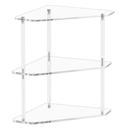 Clear Acrylic Corner Side Table with Three Shelves
