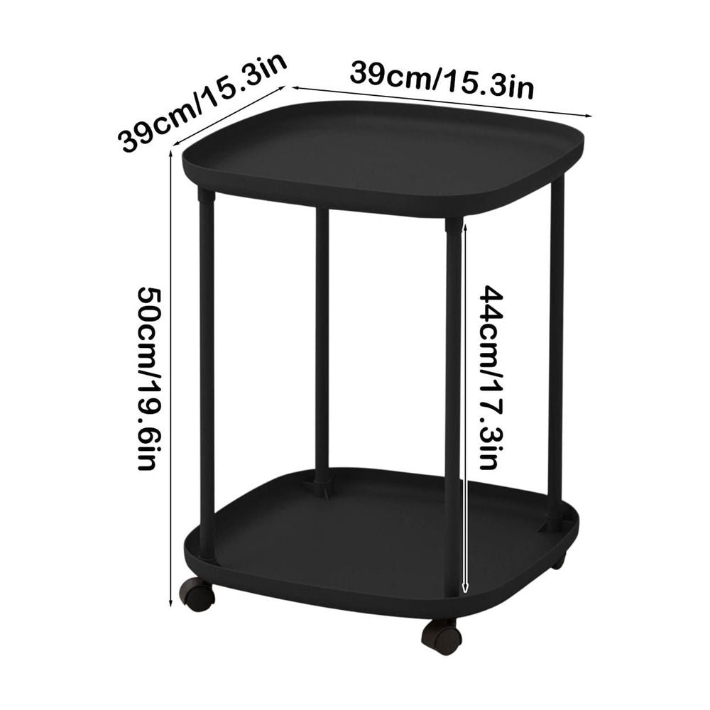 Rolling Side Table with Two Shelves
