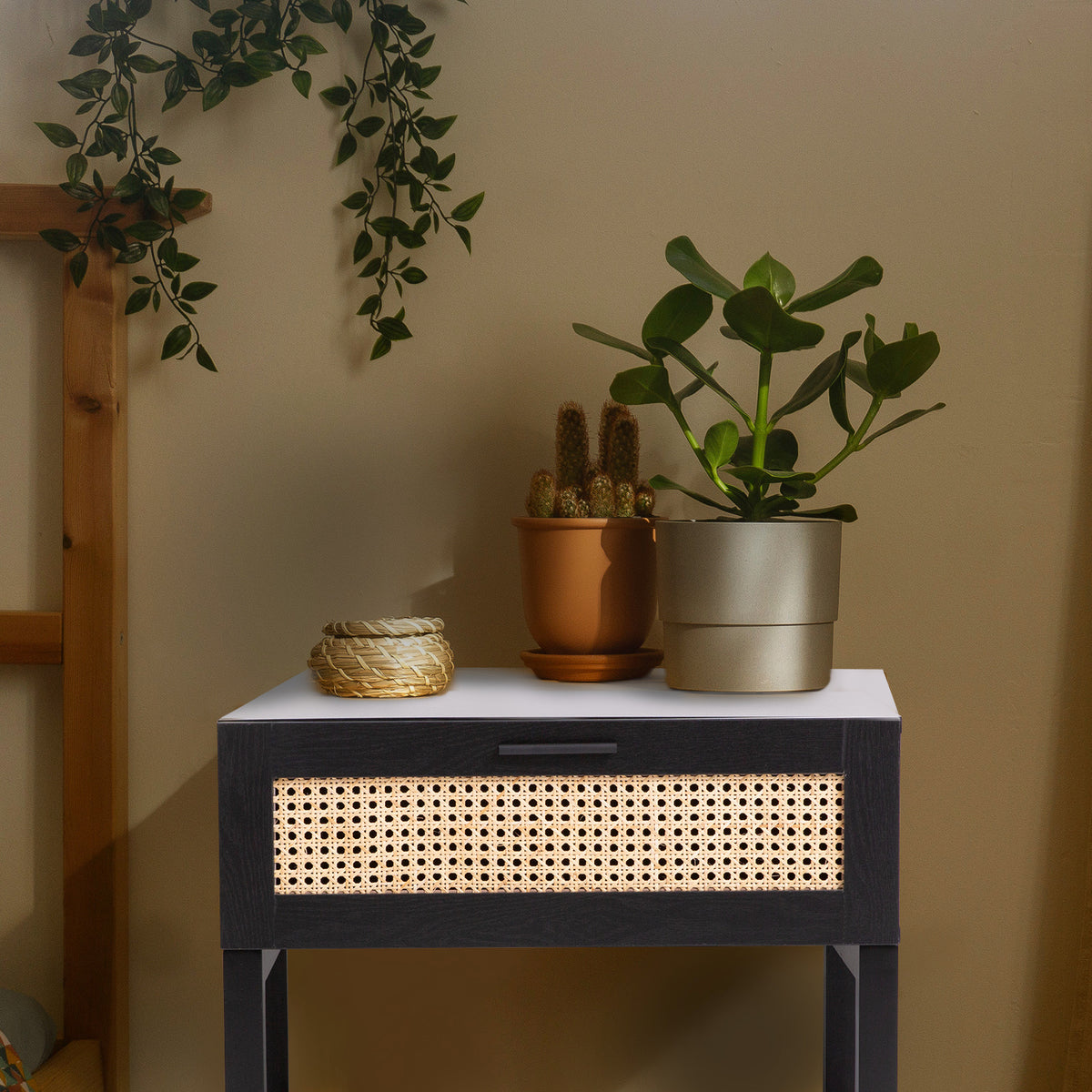 Casa Decor Tulum Black Rattan Bedside Table