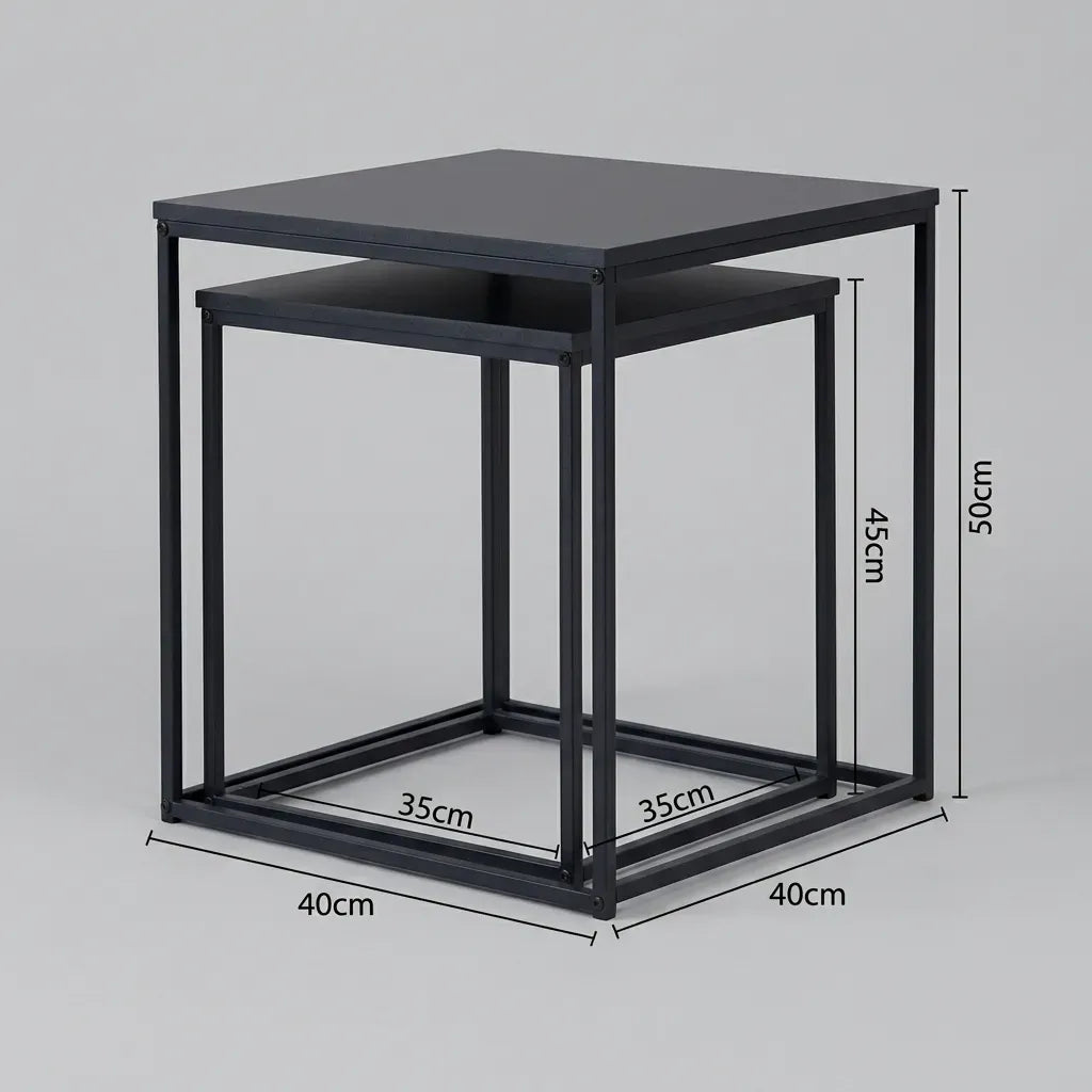 Carla Home Black Frame Nesting Side Tables, Set of 2