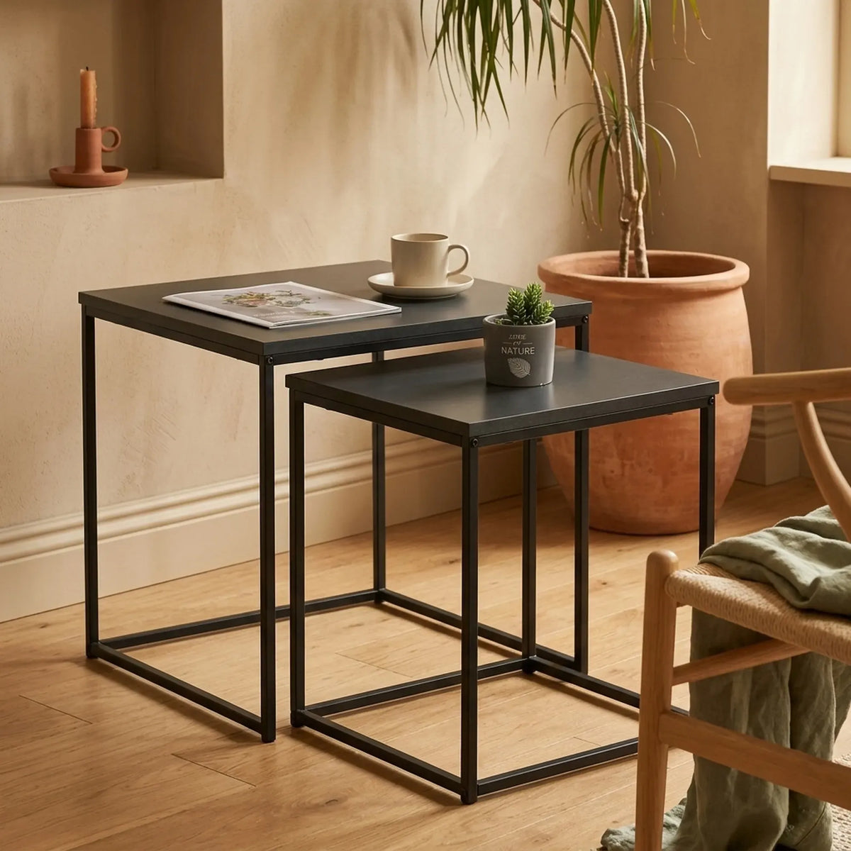 Carla Home Black Frame Nesting Side Tables, Set of 2