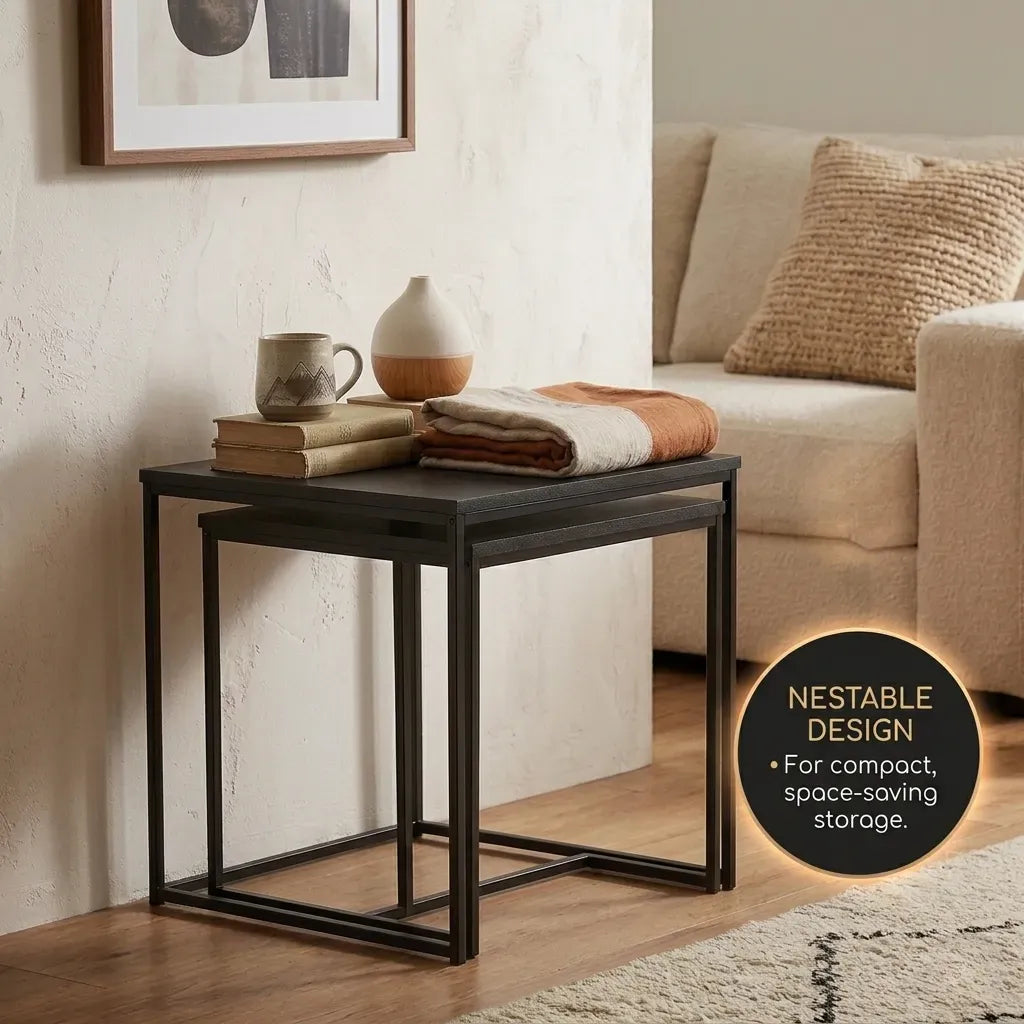 Carla Home Black Frame Nesting Side Tables, Set of 2
