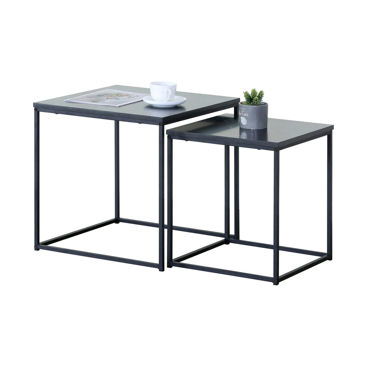 Carla Home Black Frame Nesting Side Tables, Set of 2