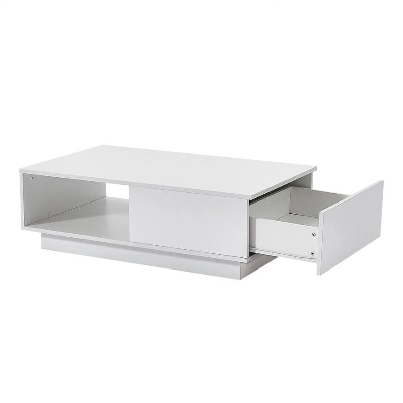 White High Gloss LED Coffee Table with Drawer