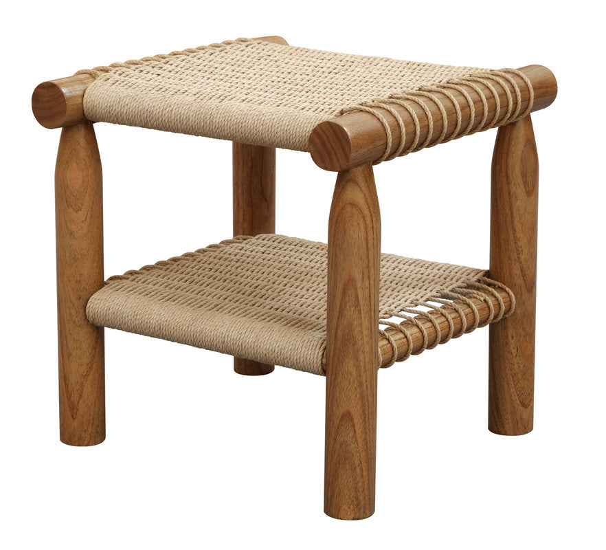 Kelly Almond Handwoven Rattan Side Table