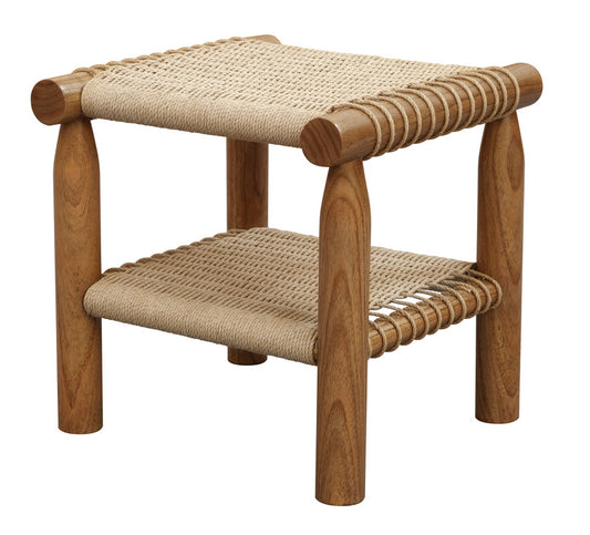 Kelly Almond Handwoven Rattan Side Table