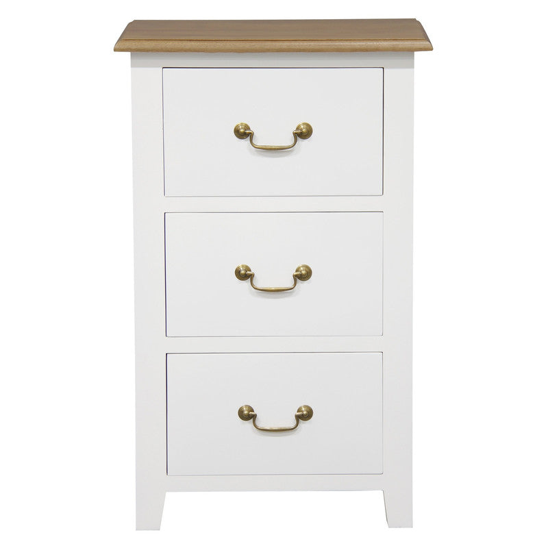 Tasmania White and Caramel Three Drawer Side Table
