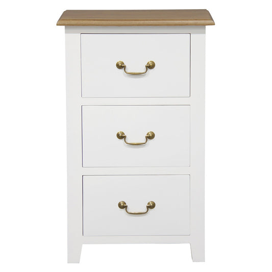 Tasmania White and Caramel Three Drawer Side Table