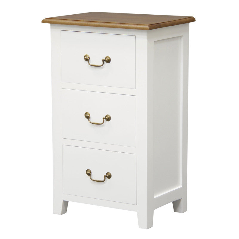 Tasmania White and Caramel Three Drawer Side Table