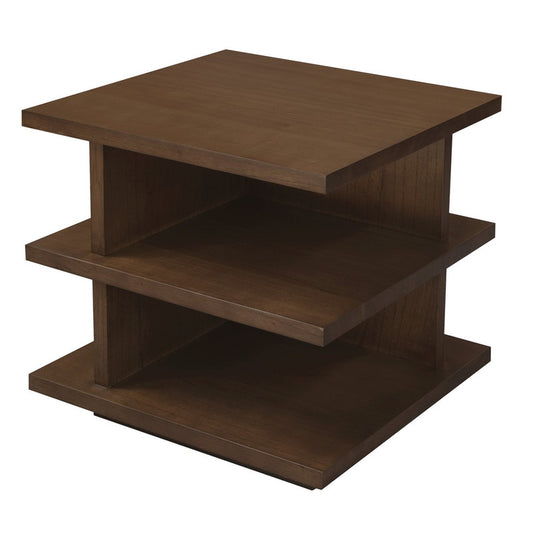 Hudson Walnut Finish Square Side Table