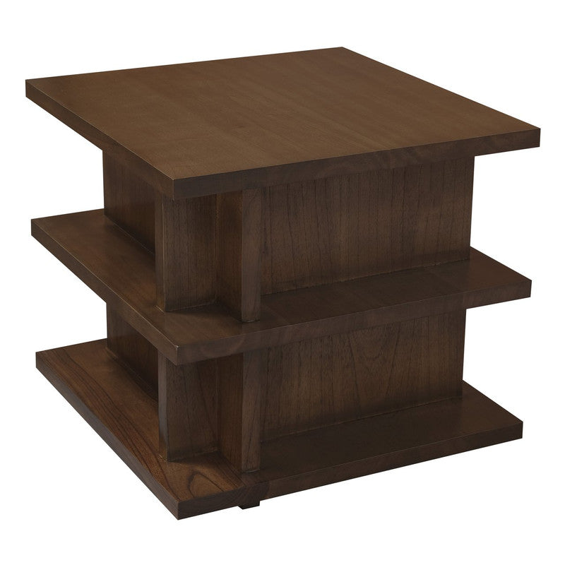 Hudson Walnut Finish Square Side Table