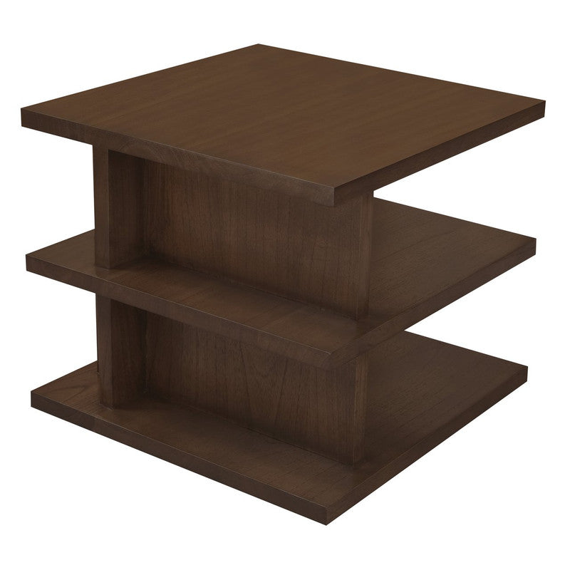 Hudson Walnut Finish Square Side Table