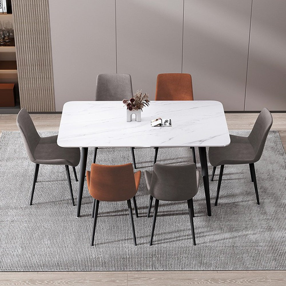 Glossy White Dining Table with Metal Legs, 120 x 60 cm