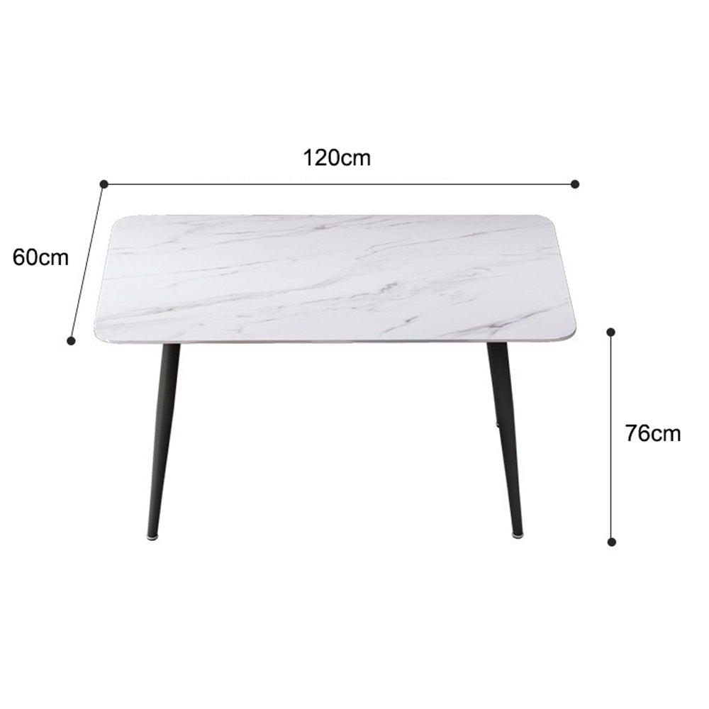Glossy White Dining Table with Metal Legs, 120 x 60 cm