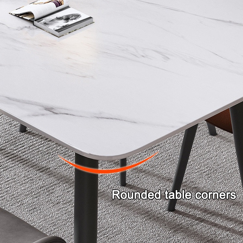 Glossy White Dining Table with Metal Legs, 120 x 60 cm