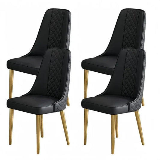 VELLUTO Golden Frame Mid Century Modern Dining Chair Faux Leather Side Chair Upholstered Dining Chairs Set of 2