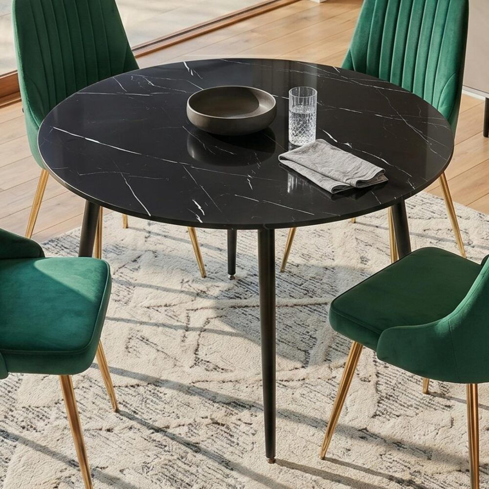 Marble Mania Round Marble Effect Dining Table