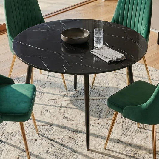 Marble Mania Round Marble Effect Dining Table