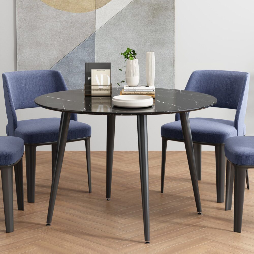 Marble Mania Round Marble Effect Dining Table