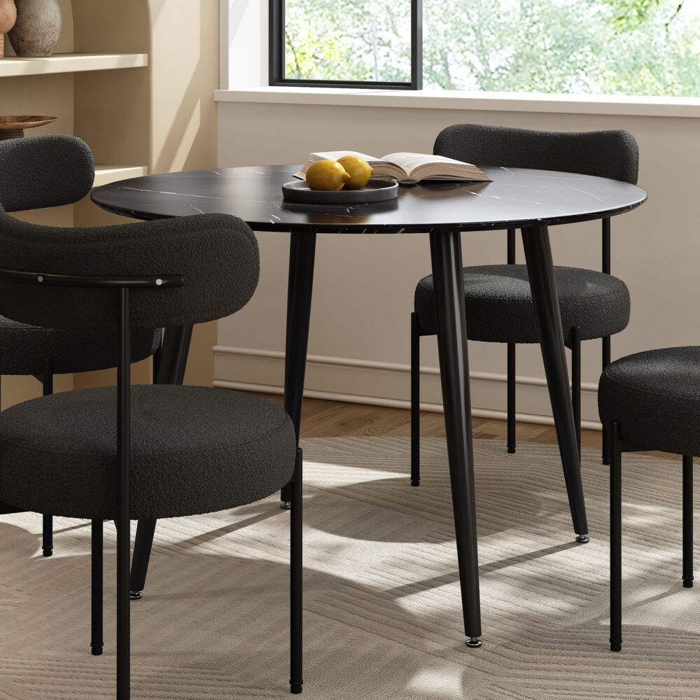 Marble Mania Round Marble Effect Dining Table