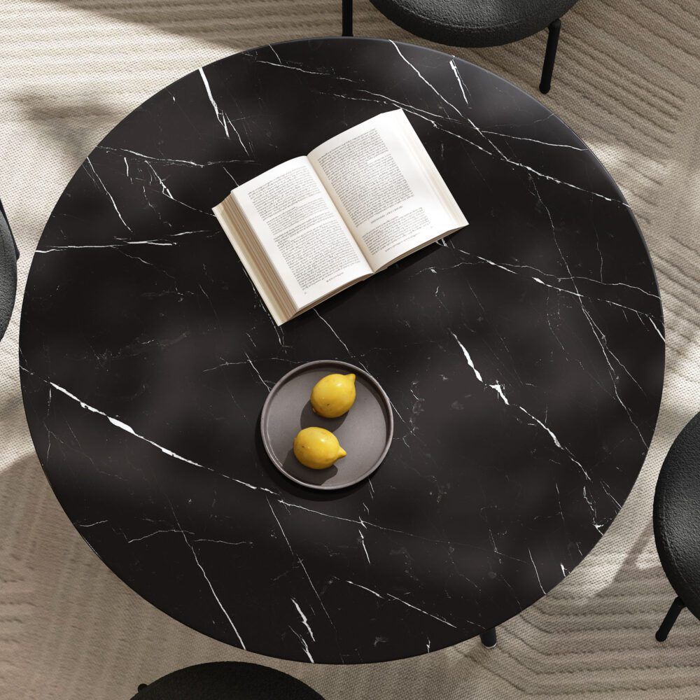 Marble Mania Round Marble Effect Dining Table