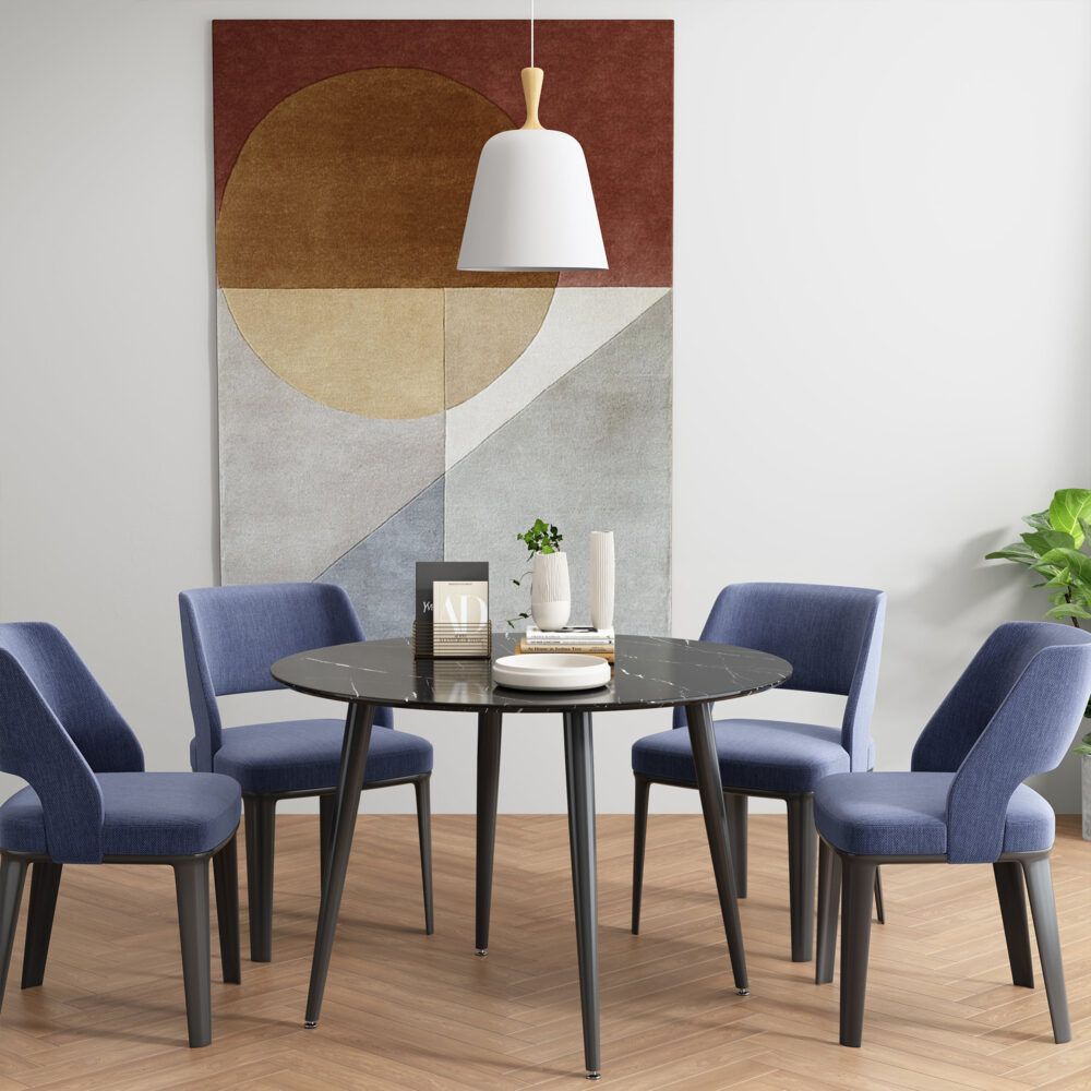 Marble Mania Round Marble Effect Dining Table