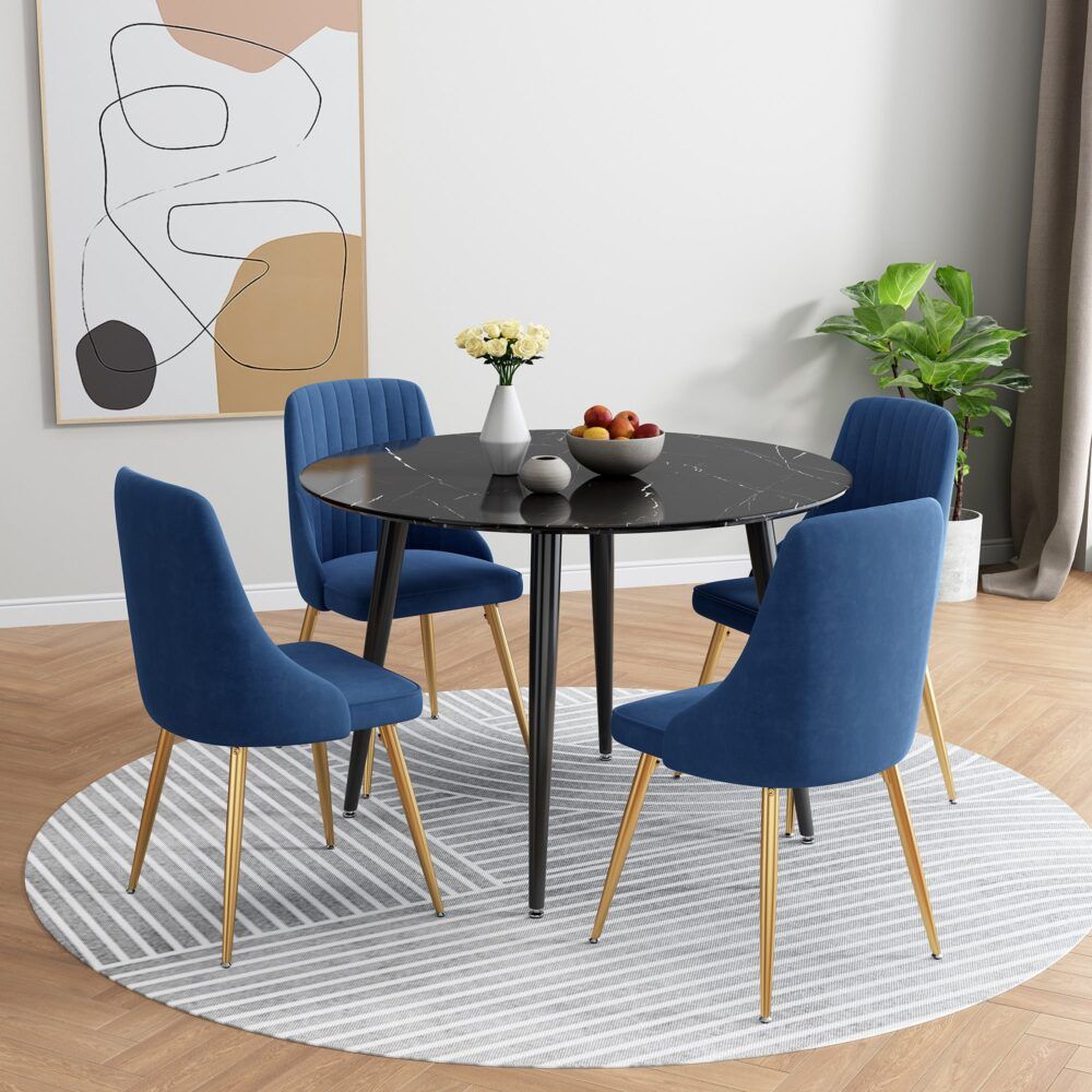 Marble Mania Round Marble Effect Dining Table