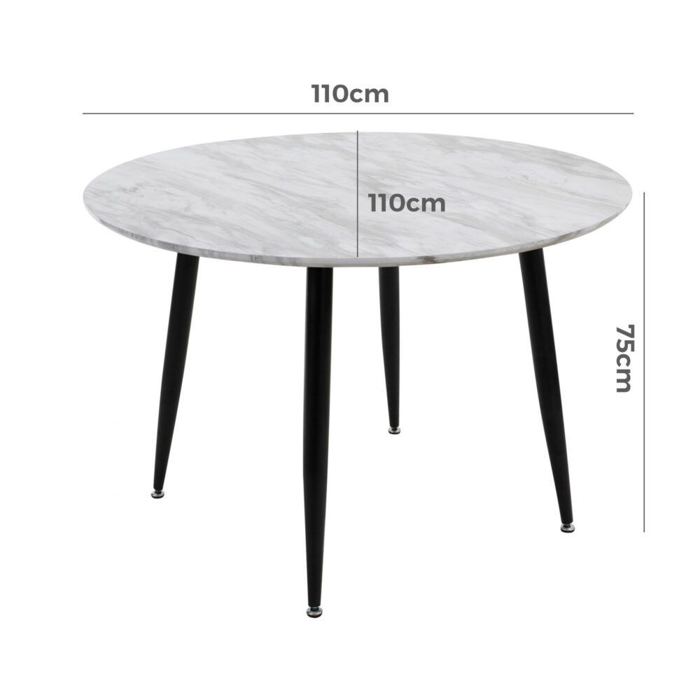 Round Marble Look MDF Dining Table